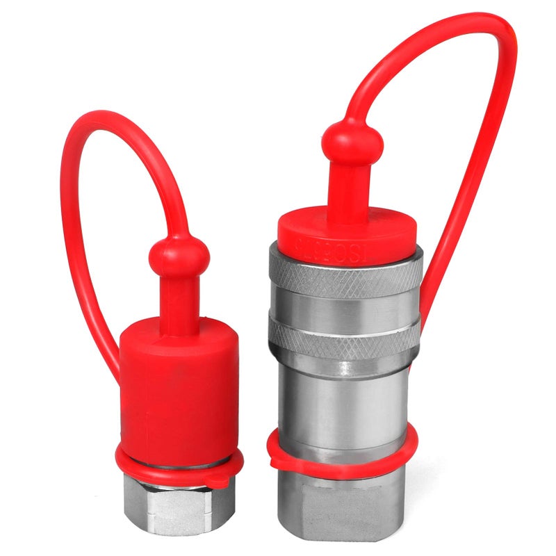 OKBA 1/4 "" NPT ISO 7241-B قارنات توصيل هيدروليكية سريعة / وصلات مع أغطية غبار 1/4 حجم الجسم + 1/4 NPT صمام القفاز الخيطي - Image 4